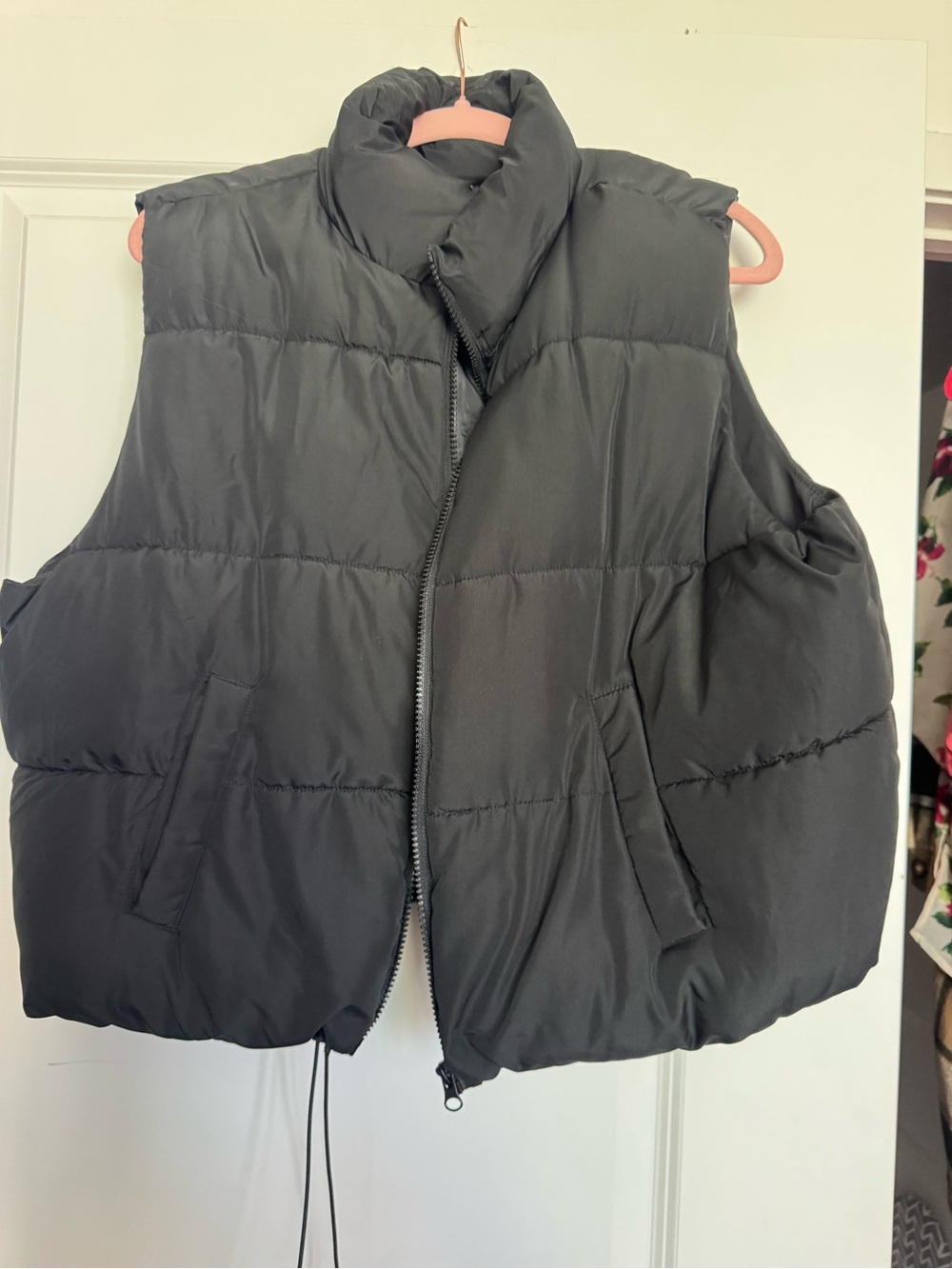 No Boundaries Black Puffer Vest with High Collar